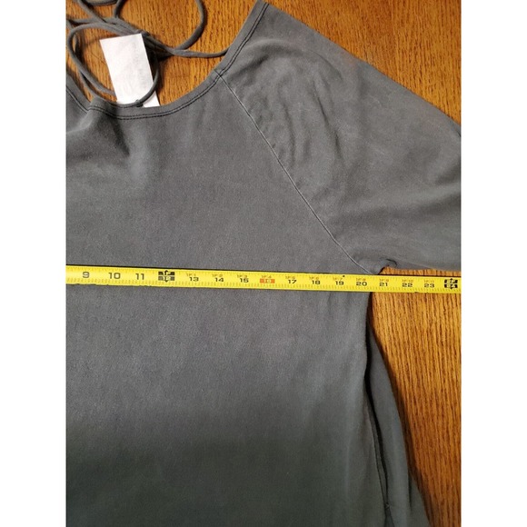 NWT Miou Muse Tunic Dress Babydoll Open Back Long Sleeve Sweatshirt Gray Pleated - Picture 8 of 11